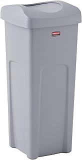 Rubbermaid Commercial Products Untouchable Square Trash/Garbage Container with Lid, Gray