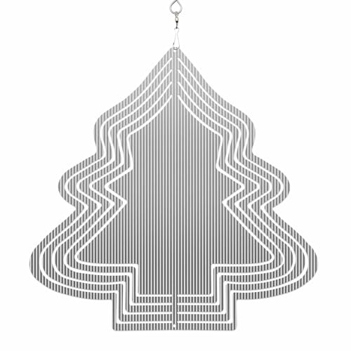 Gray Striped Wind Spinner for Yard and Garden, Modern Minimalist