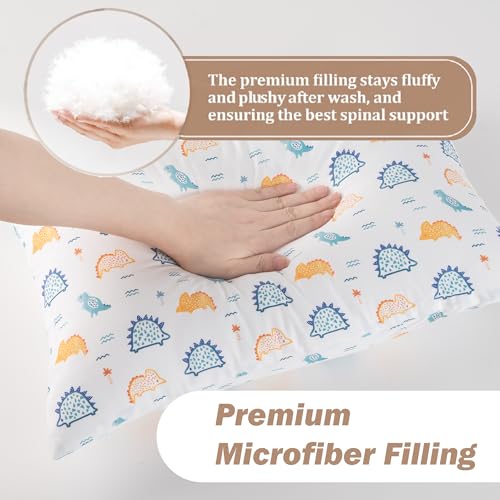 Image of Bunnikins & Clover Toddler Pillows with Pillowcase, 13 inchx18 inch Soft Cotton Kid Pillows for Sleeping, Bedding Small Pillow for Boys and Girls Aged 2-5 Years