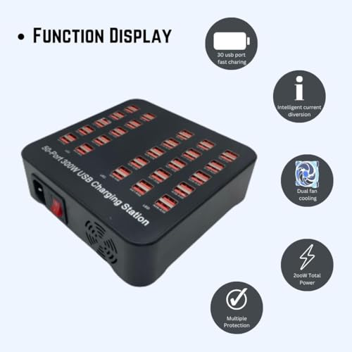 Image of Smart 50 Ports USB Hub Charging Station Power Outlet Multi Port Speed Dock Charger Suitable for Hotels, Shops, Schools, Shopping Mall and Travel - Black (50 USB Port)