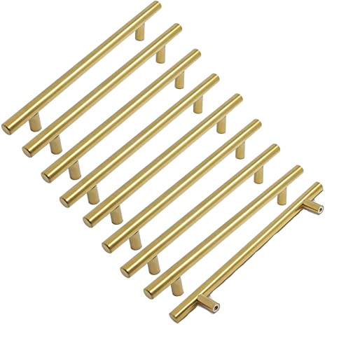 MARGUERASW Gold Stainless Steel Kitchen Cabinet Handle - Hole Spacing 192mm, Hole distance 192mm