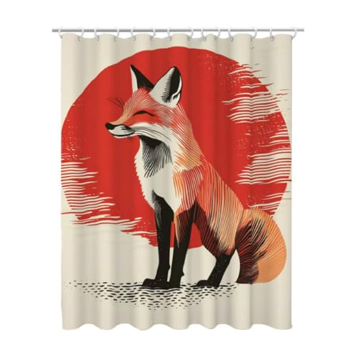 Rideaux baignoire lavable de qualité supérieure, polyester imperméable beige et renard - 2