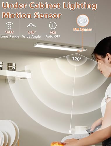 Under Cabinet Rechargeable Lighting: Motion Sensor Dimmable Lights Indoor - Battery Operated Lights - Wireless Activated - Additional View