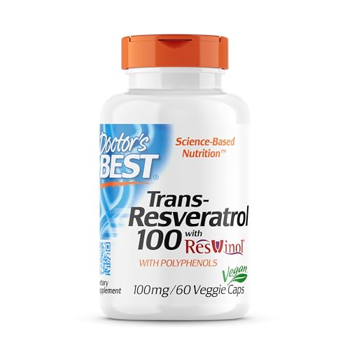 Doctor's Best, Trans-Resveratrol with Resvinol, Non-GMO, Vegan, Gluten Free, Soy Free, 100 mg, 60 Veggie Caps (DRB-00171)