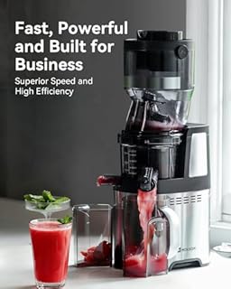 MOKKOM Commercial Cold Press Juicer, 5.9" Large Feed Chute Juice Extractor Machine, High Juice Yield, Slow Masticating Juicer for Whole Vegetables & Fruits, Easy to Clean for home and commercial use