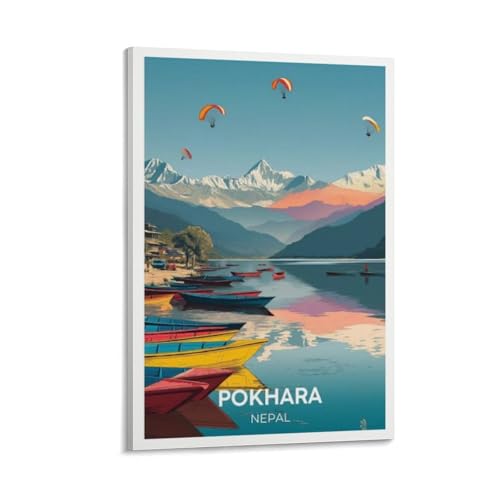 Pokhara Nepal Travel Canvas Wall Art 16x24in