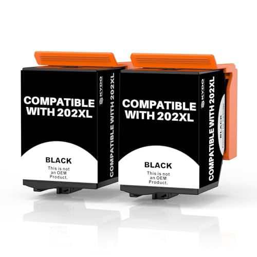 Image of Skydo Compatible for 202XL Ink Cartridge Black (550 Pages, High Yield) Compatible for Epson Compatible for 202 XL Black for XP-6100 XP-6105 XP-6000 XP-6005 XP-6001 Printer (With Latest Chip, 2-Black)