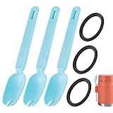 3pcs Silicone Spoon Forks and 3pcs Replacement Seal Rings, For Thermos Replacement Parts Compatible with Stanley Heritage 14oz Insulated Food Jars, Dishwasher Safe
