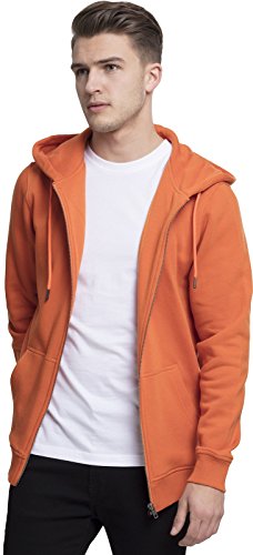 Preisvergleich Produktbild Urban Classics Herren Kapuzenjacke Basic Zip Hoodie - einfarbiges Sweatshirt mit Kapuze, Kapuzenpullover mit Reißverschluss - Farbe rust orange, Größe XL