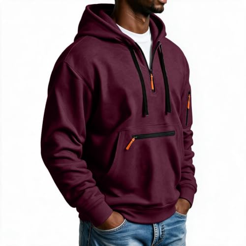 Big and Tall Hoodies for Men Quarter Zip Pullover Hooded Sweatshirt - image 5