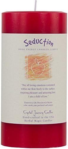 6" X 3" Crystal Journey Herbal Magic Reiki Charged Pillar Candle - Seduction