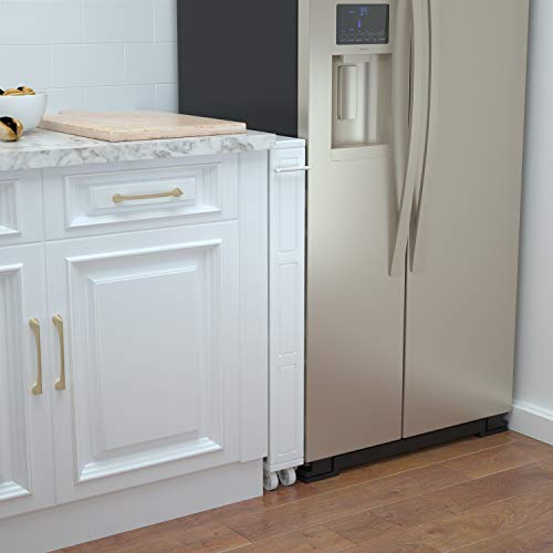 MUSEHOMEINC-Compact-Space-Kitchen-Pantry4-Tier-Kitchen-Removable-Storage-Cart-Slim-Slide-Out-Rolling-Pantry-Shelf-for-Narrow-SpacesWhite MUSEHOMEINC Compact Space Kitchen Pantry4 Tier Kitchen Removable Storage Cart Slim Slide Out Rolling Pantry Shelf for Narrow SpacesWhite