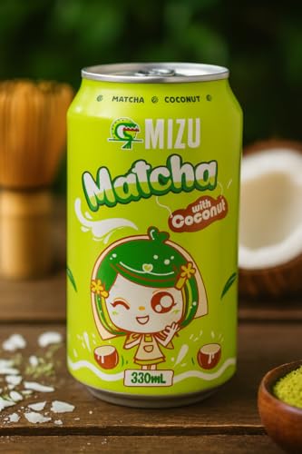 Mizu Matcha Latte Coconut 330ml – Erfrischendes Getränk mit grünem Tee Pulver, Kokosnuss & Schwarztee – Cremiges Matcha Teegetränk in Dose, japanische Tradition, Ready to Drink, vegan & exotisch