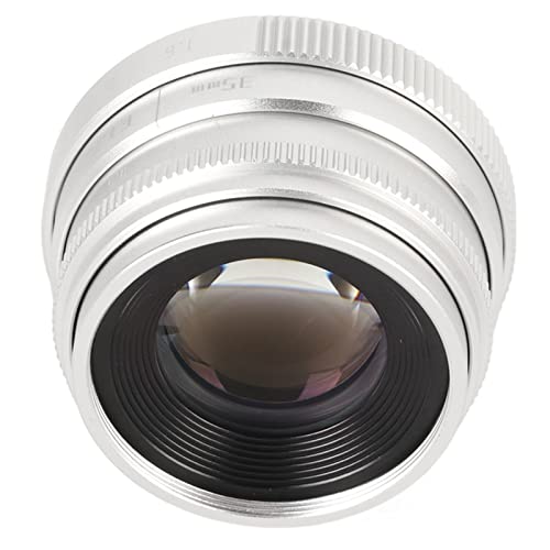 Obiettivo con Messa a Fuoco Manuale da 35 Mm F1.6 C Mount Obiettivo a Focale Fissa con Messa a Fuoco Manuale Ad Ampia Apertura per Fotocamere Mirrorless Argento