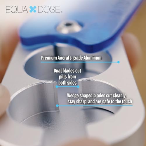 Image of EQUADOSE Pill Splitter with Premium and Durable Aluminum Blades, Blue | Safely and Cleanly Cuts Small and Large Tablets, Vitamins, and Pills, Tablet Divider for Accurate Medication Dosing