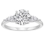 Stfery Anello Trilogy Argento 925 Donna, Anello Matrimonio con Moissanite Rotonda 8MM, 2ct Classico Taglia 16