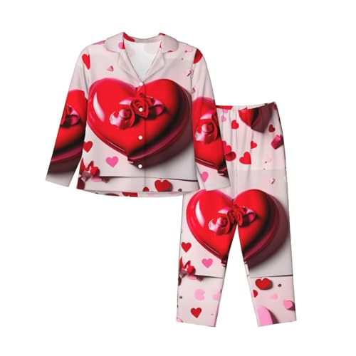 Pyjama 2 pièces imprimé Saint-Valentin femme pour cocooning et nuits douces à la maison