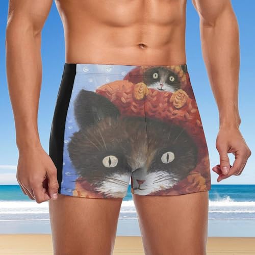 Short de bain homme confortable anti-irritation motif chat mignon