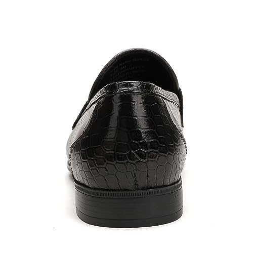 Image of Mens Leather Tassel Loafer, Classic Luxury Smooth Upper Tassel Slip-on Penny Loafer for Mens, Black