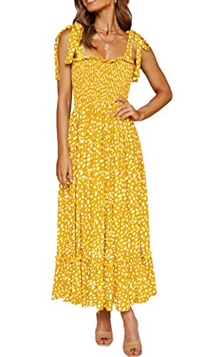 R.Vivimos Women's Summer Straps Cotton Irregular Polka Dot Ruffles Midi