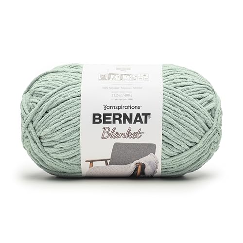 Bernat Blanket 600g Green Mist Yarn - 1 Pack of 600g / 21.2oz - 100% Polyester - #6 Super Bulky - 431Yards - Knitting/Crochet