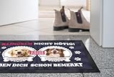 SpecialMe® Fußmatte mit eigenem Hund selbst gestalten personalisiert mit Name und Foto Haustier Hundebesitzer rutschfest & waschbar 2 Hunde schwarz 60x40cm