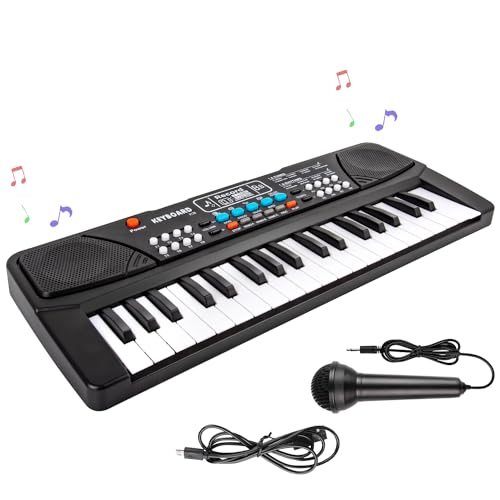 M SANMERSEN Kids Piano Keyboard, Piano for Kids with Microphone Portable Electronic Keyboards for Beginners 37 Keys Musical Toy for 3/4/5/6 Year Old Girls Boys