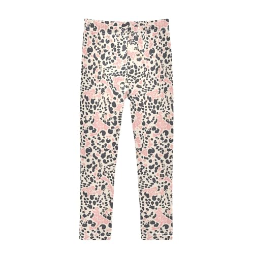 Cheetah Print_44 Kids Girl's Basic Leggings Stretch High Waisted Pants Sports