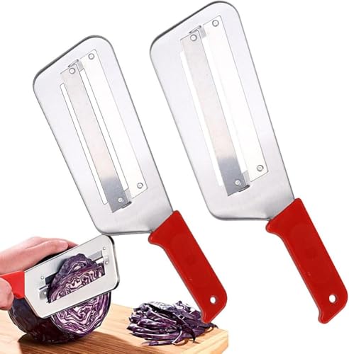 Lnwwrv 2 PCS Picadora de Repollo de Acero Inoxidable - Cuchillo de Cocina para Cortar, Cuchillo de Cocina Afilado para Chucrut, Ensalada de Col y Verduras