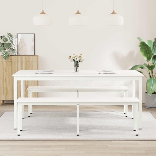 Gecheer Dining Table White 180 x 90 x 75 cm Solid Pine Wood table Model892794 - Image 2