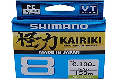 Shimano Kairiki 8, 150 Meter, Mantis Verde 0.160 mm/10.3 kg, Línea de Pesca Trenzada, 59Wpla58R03