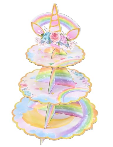 WERNNSAI Unicorn Cupcake Stand - Unicorn Birthday Decorations for Girls
