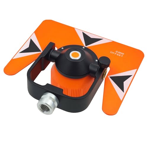 Image of Single Frame Prism Surveying Tilt Prism with Range Tester Target Plate Tilting and Swiveling Holder for Nikon Total Station, Offset 0 /-30mm, 5 /8 inch-11 Female Thread (Orange & Black /White Triangular)