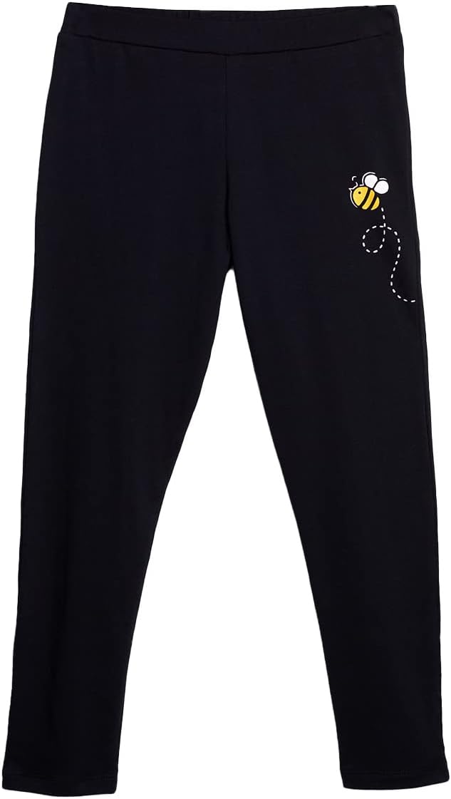The Souled StoreGirl (Kids Wear) Official Happy Bee Black Printed Leggings