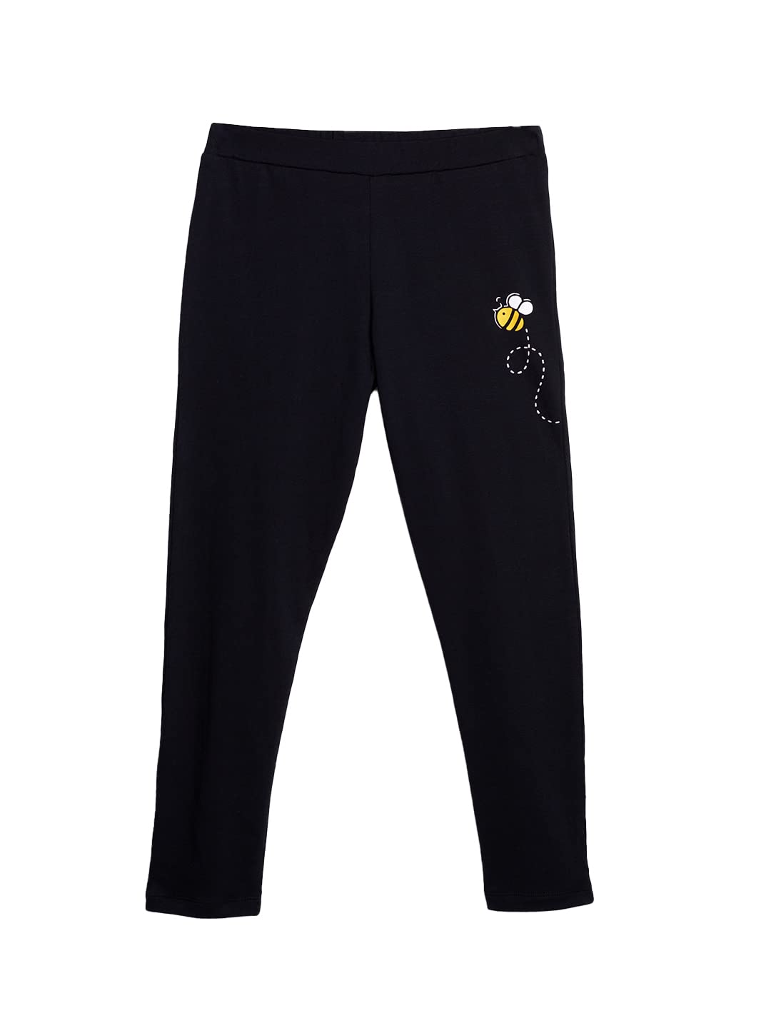 The Souled StoreGirl (Kids Wear) Official Happy Bee Black Printed Leggings
