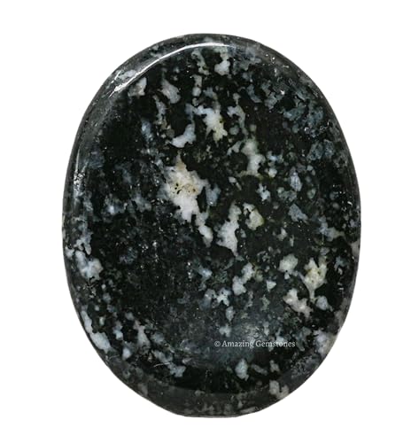 Image of Amazing Gemstone Black and White Tourmaline Worry Stone Crystals & Healing Stones - Worry Stones for Stress Relief Gifts - Piedra Crystal Fidget for Meditation - Stocking Stuffers and Birthday Gifts