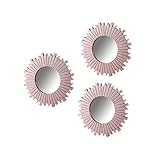 S/3 espejo rosa polipropileno 25 x 1,50 x 25 cm espejo de 14,50 cm.