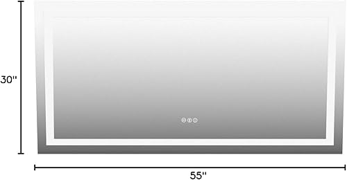 Miniatura 59 de Espejo de baño LED iluminado de 30 x 30 pulgadas para pared, espejo cuadrado de tocador con luces, regulable, antivaho, a prueba de roturas,