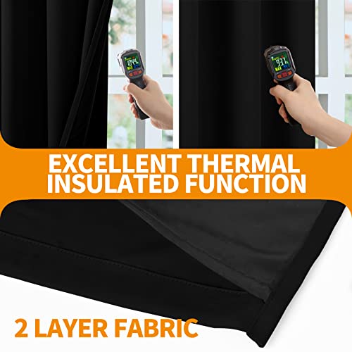 Image of YoungsTex Short 100% Blackout Curtains 40 Inches Long, Thermal Insulated Black Out Drapes with Grommet Privacy Protection for Bedroom Window, 2 Panels, 42 X 40 Inch