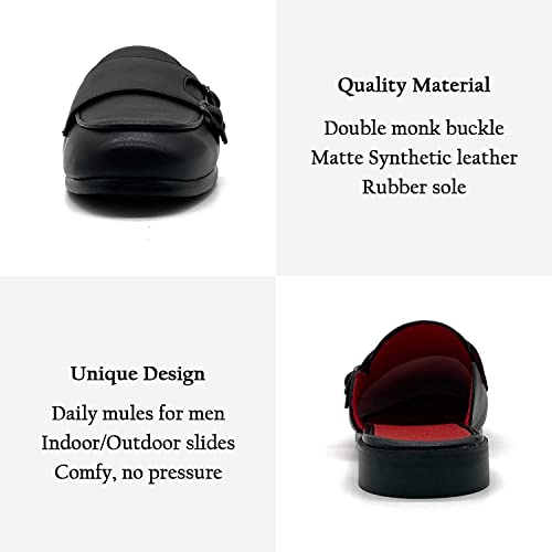 Youxiaoyou Men's Slip-On Mule Loafer Leather Backless Casual Dress Mules For Men Matte Classic Slip On Size 8.5 #TOP1