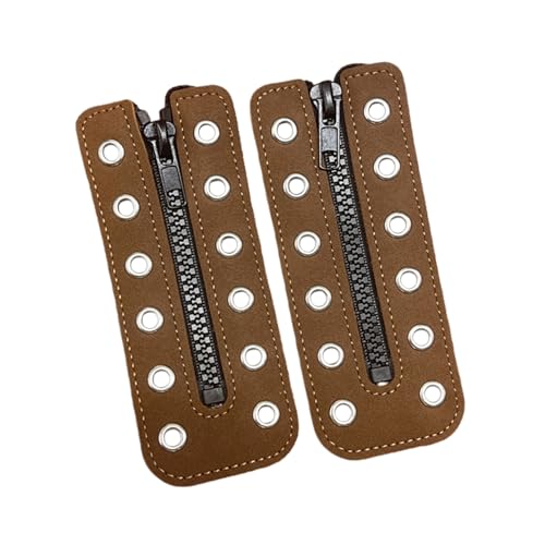 [Qcbuegof] Quick Install Zippered Shoelace Inserts Decoration PU Leather Zippered Inserts for Boot Footwear Enhancement Insert Z