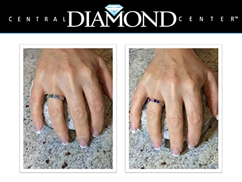 Nana Shared Prong W/Side Stones Mothers Ring 1 To 6 Stones Silver- Platinum Plated - Size 8.5 #TOP3