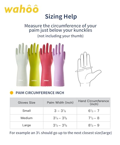 wahoo 3 Pairs Cleaning Gloves, Latex Free Washing up Gloves, Cotton Flocked Lined Dishwashing Gloves for Kitchen, Reusable, Waterproof, Non-Slip, Mauve Mist, Small - Image 6