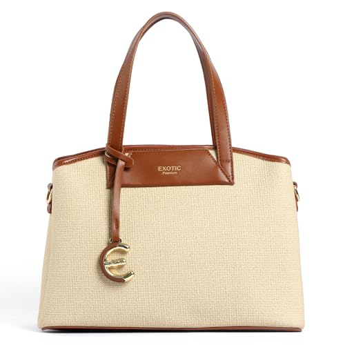 Image of EXOTIC Evara Structured Satchel Handbags with Adjustable & Detachable Strap | Textured Finish | Multi-Compartment | Premium Everyday Carry