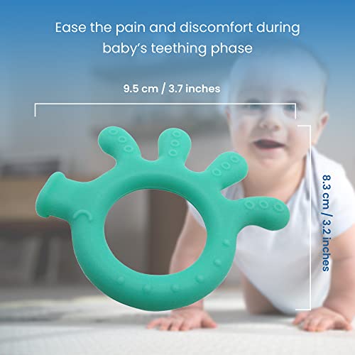 Image of Gadgetime USA Silicone Finger Teether Toy - Handheld Teething Relief for Girls & Boys - Chew Toy - Stimulating & Soft Soothing Chew Toys - BPA Free - Green