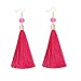 NLCAC Women Thread Tassel Dangle Earrings Silk Fringe Thread Drop Earrings for Parties (fuchsia)