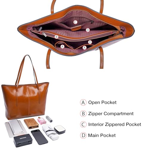 Image of LAORENTOU Women Crossbody Handbags Genuine Leather Satchel Handbags for Women Top-handle Shoulder Tote Purses
