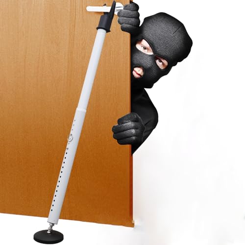 Door Security Bar 1.3" Heavy Duty Metal Security Stopper Jammer 26-49" Adjustable Barricade Security Bar for Front Door Home Apartment Travel Hotel