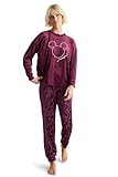 C&A Damen Pyjama Set Polyester|Stretch Stickerei|Gemustert Micky Maus lila S