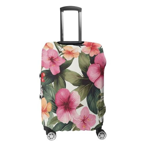 Hawaiian Flower Print Luggage Cover, Washable Elastic Suitcase Cover Protector Fit 18-32 Inch Luggage4